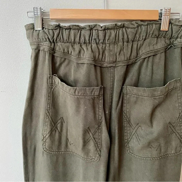 McGuire Olive Green Paperbag Crop Pants Tencel Blend High Rise Size 27 - Picture 9 of 12